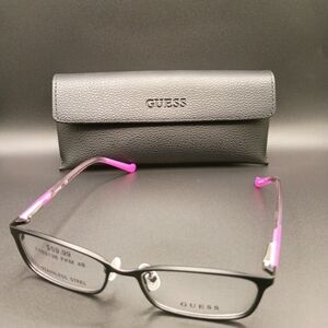 Guess Women's Glasses with Black Frame and Pink Accents